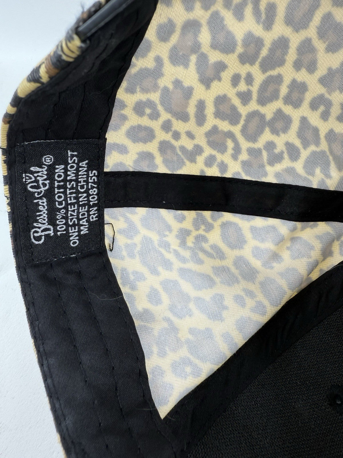 Blessed Girl 'Amazing Grace' Leopard Print and Leather One Size Baseball Cap