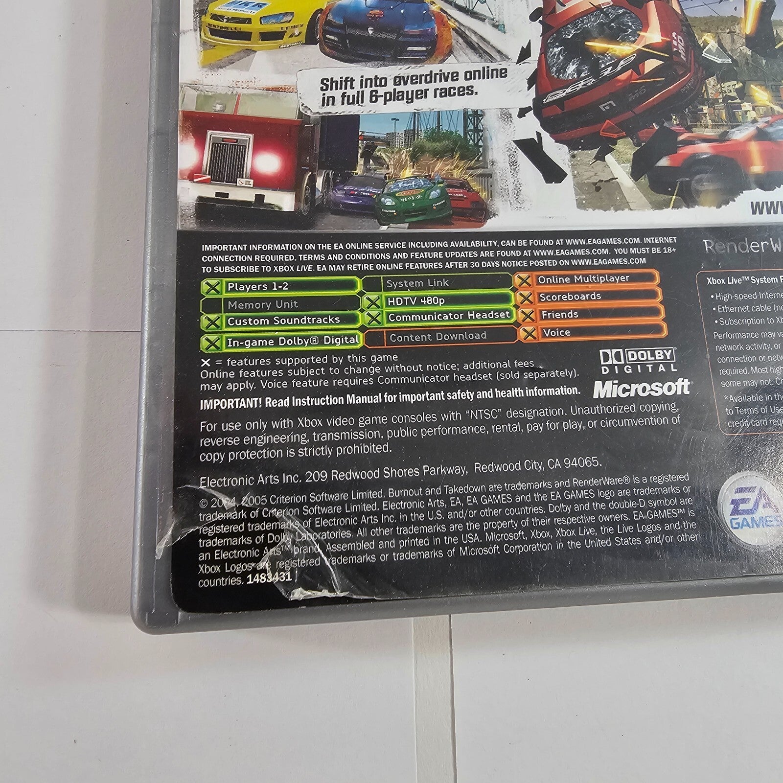 Burnout 3: Takedown (Microsoft Xbox, 2004) Game Case Manual Insert - Tested