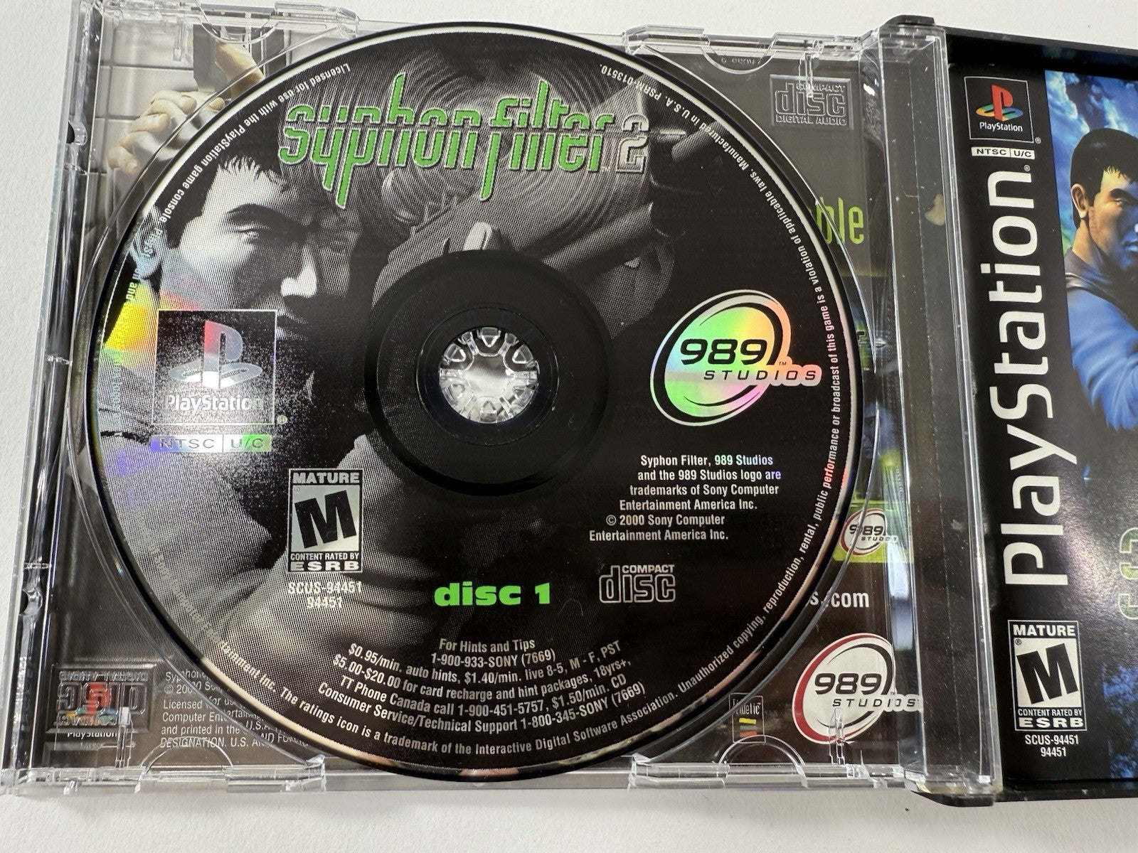 Syphon Filter 2 (Sony PlayStation 1, 2000) Game Discs, Case, Manual - Tested