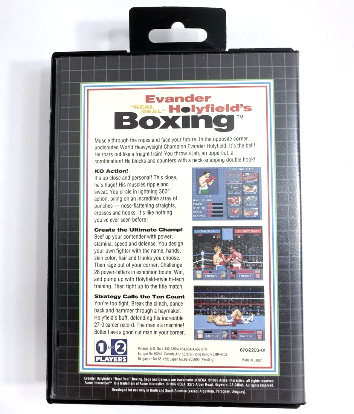 Evander Holyfield's "Real Deal" Boxing (Sega Genesis, 1992) Game, Case, Manual