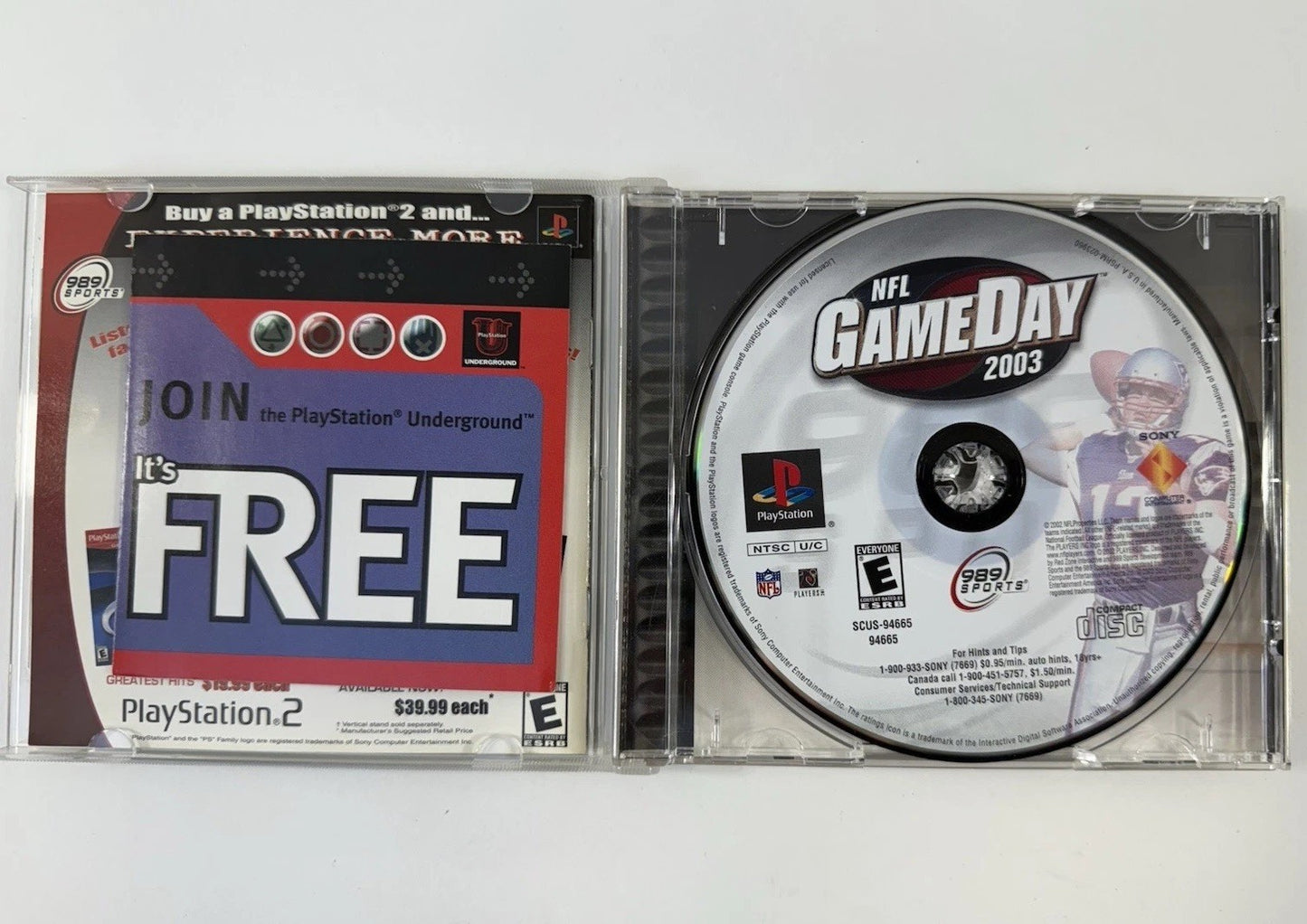 NFL GameDay 2003 (PlayStation 1, 2002) Game, Case, Manual, Registration - Tested
