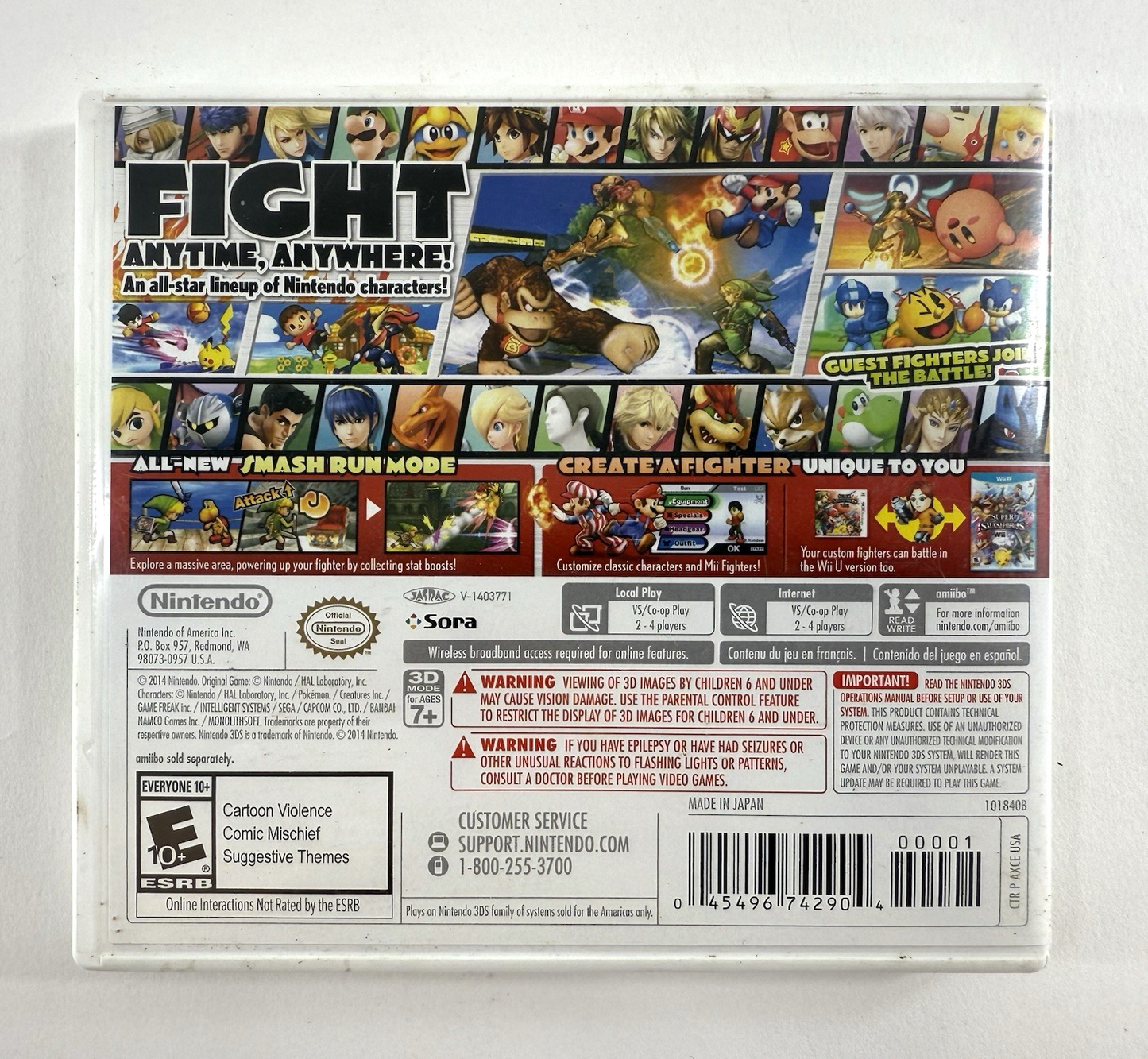 Super Smash Bros (Nintendo 3DS, 2014) Replacement Case and Manual Only