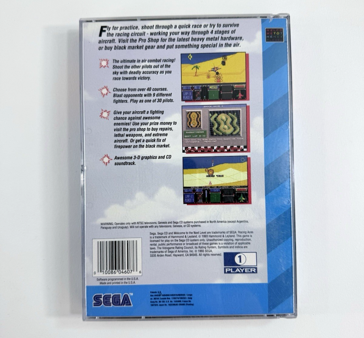 Racing Aces (Sega CD, 1993) Game Case Manual Registration Foam Insert - Tested