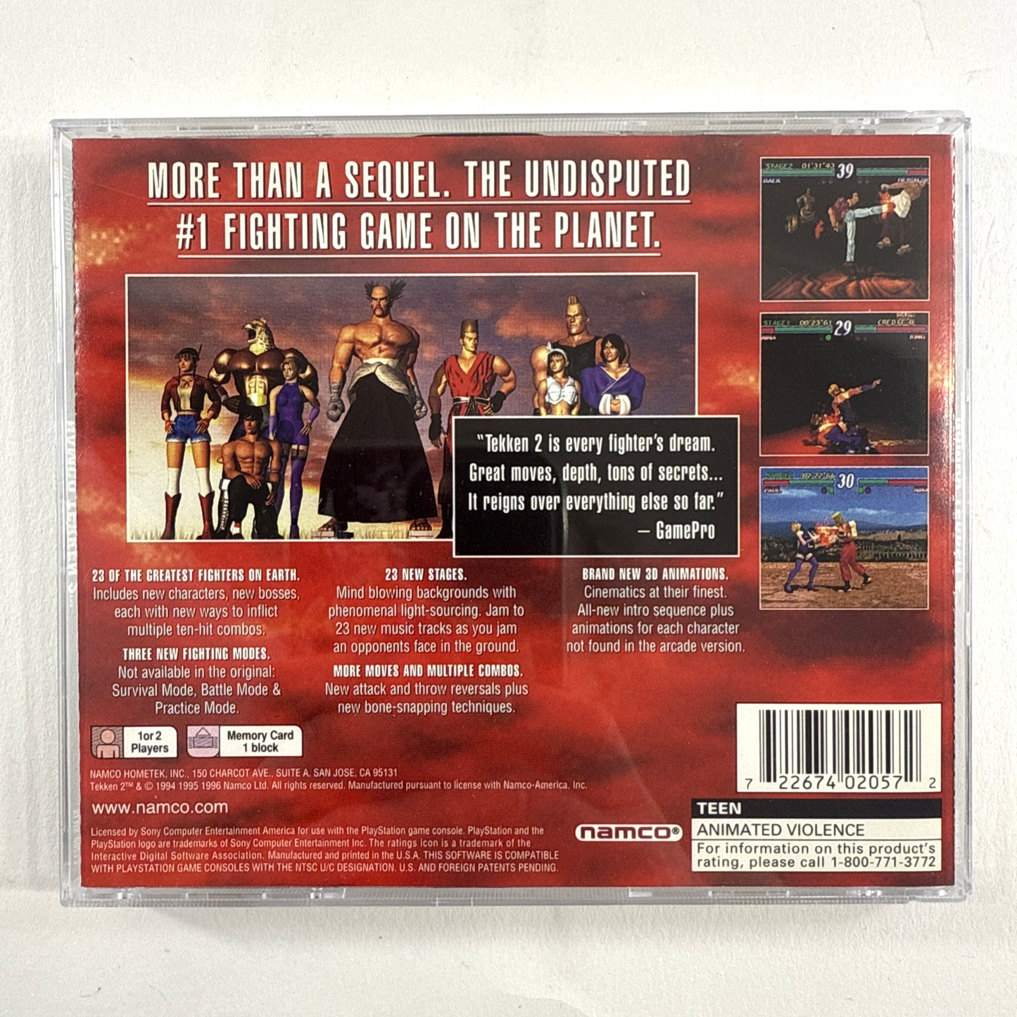 Tekken 2 (Sony PlayStation 1, 1996) Game Case Manual Registration- Tested - Read