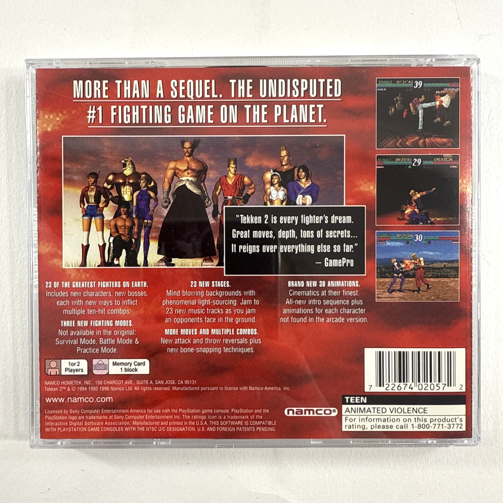 Tekken 2 (Sony PlayStation 1, 1996) Game Case Manual Registration- Tested - Read