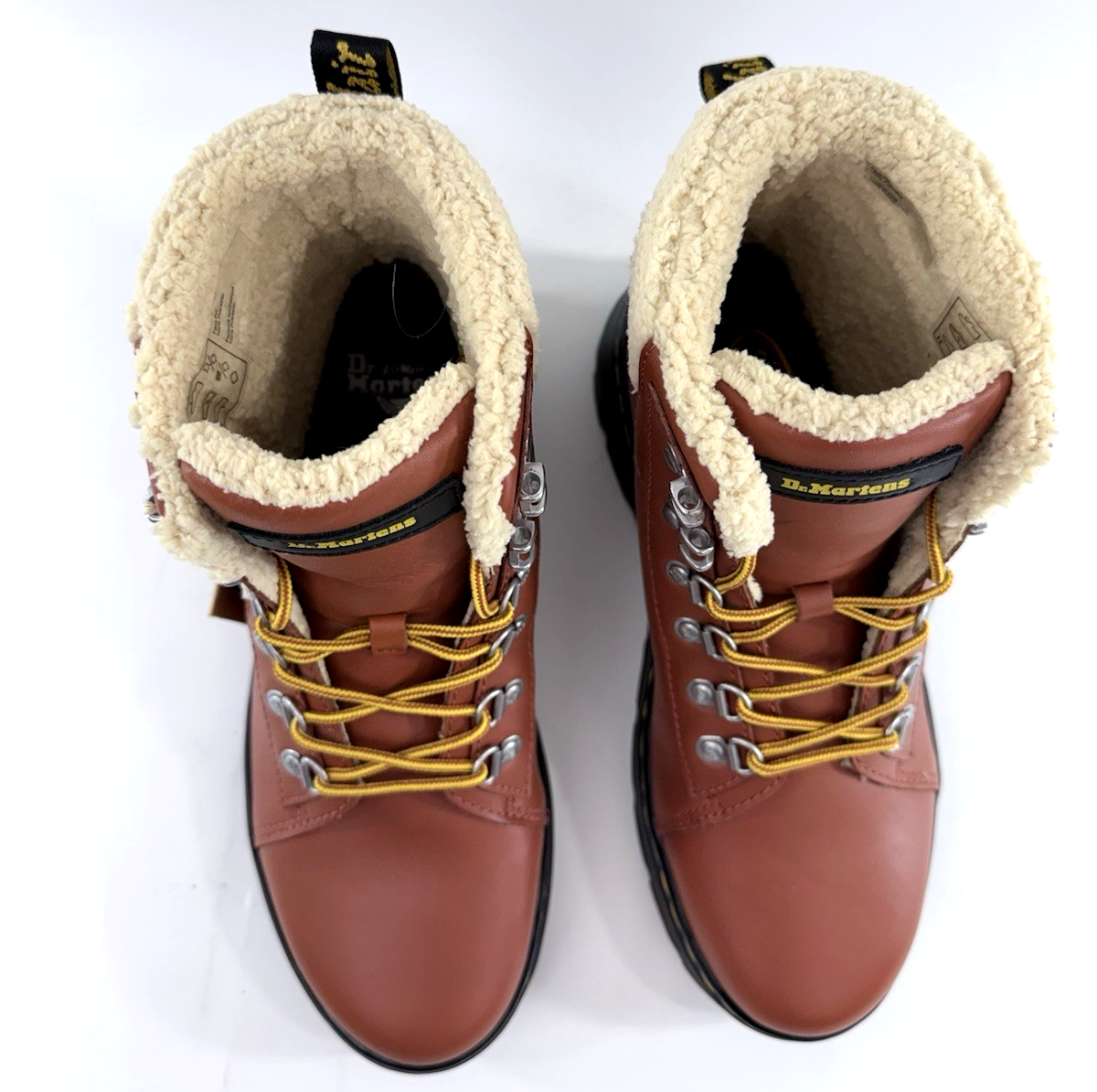 Doc Martens Combs W Leather Faux Fur-Lined Womens 9 Tan Air Wair WarmWair Boots