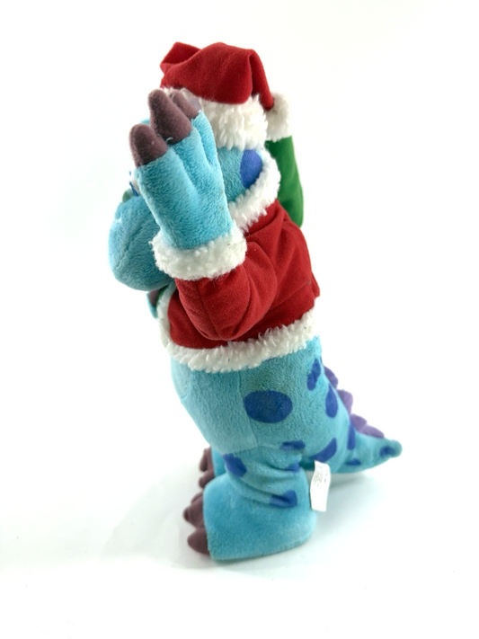 Disney 2012 Monsters Inc Blue 11” Sully Santa Musical Christmas Plush - Tested
