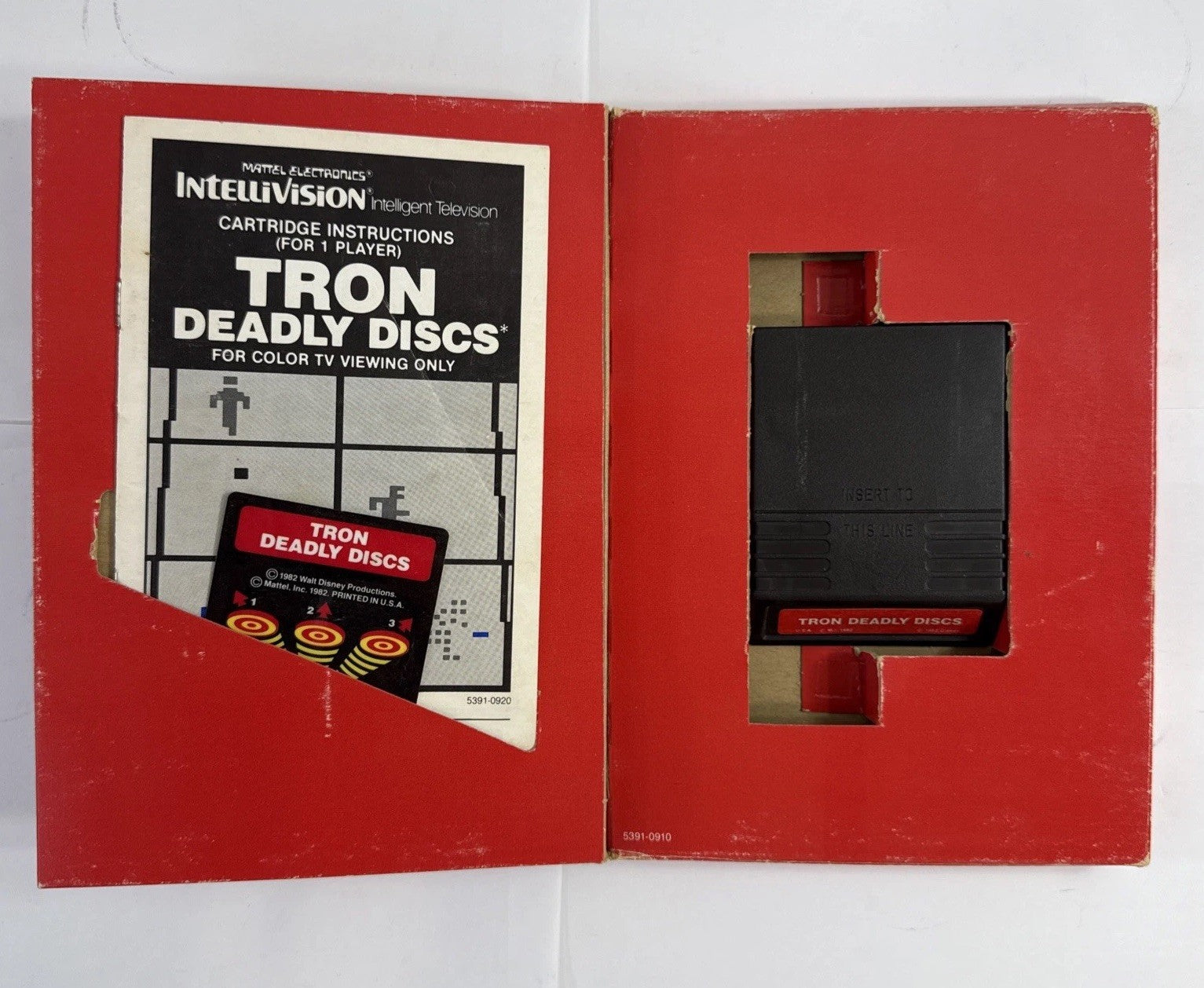 Tron Deadly Discs (Intellivision, 1982) Game Box Manual Overlay - Tested