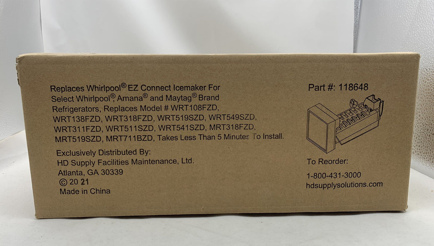 Replacement Ice Maker Kit Replaces Whirlpool EZ Connect Ice Maker Part#: 118648