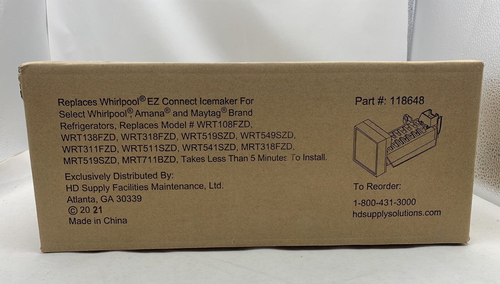 Replacement Ice Maker Kit Replaces Whirlpool EZ Connect Ice Maker Part#: 118648