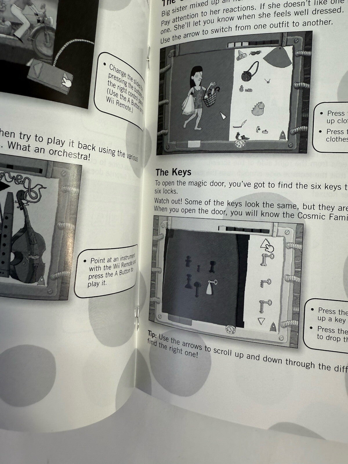 Cosmic Family (Nintendo Wii, 2007) Game Case Manual Coloring Book - Tested