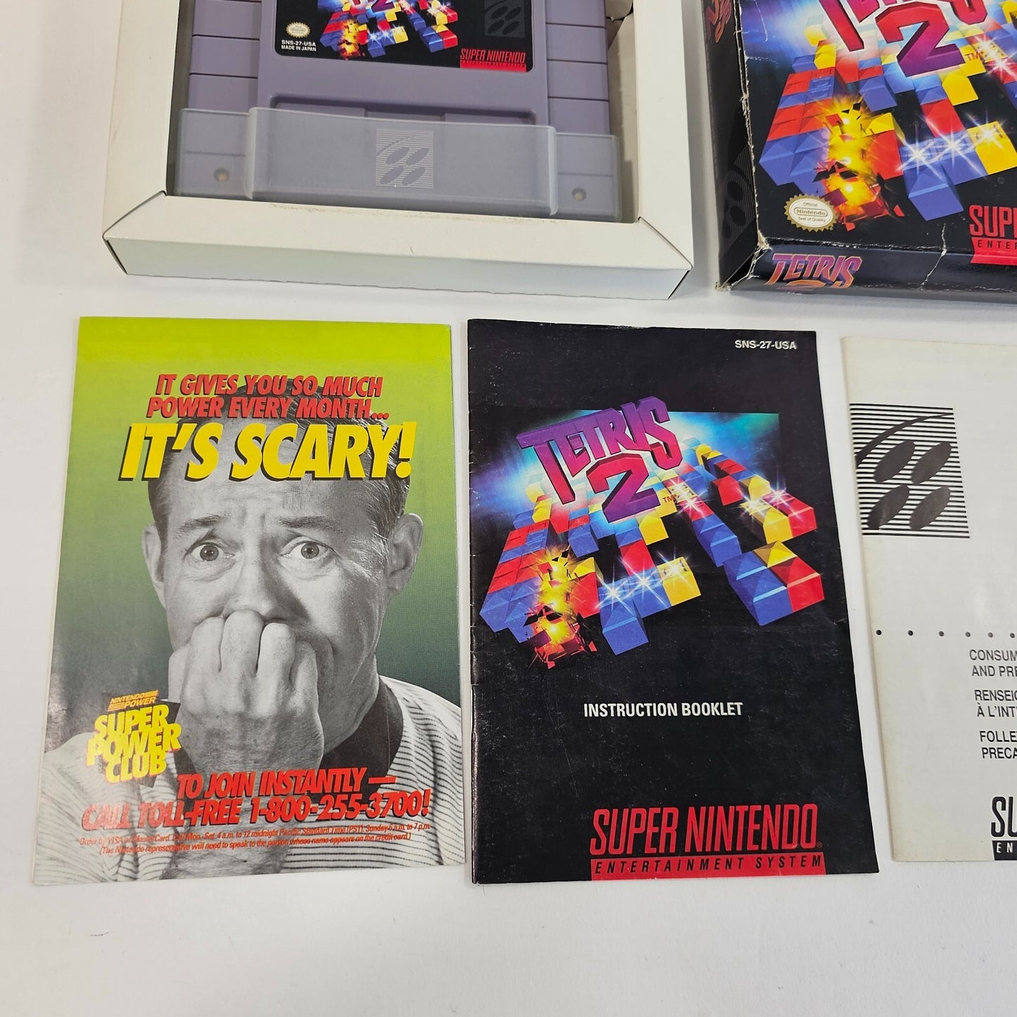 Tetris 2 (Super Nintendo, 1994) Game Box Manual Inserts Poster - Tested