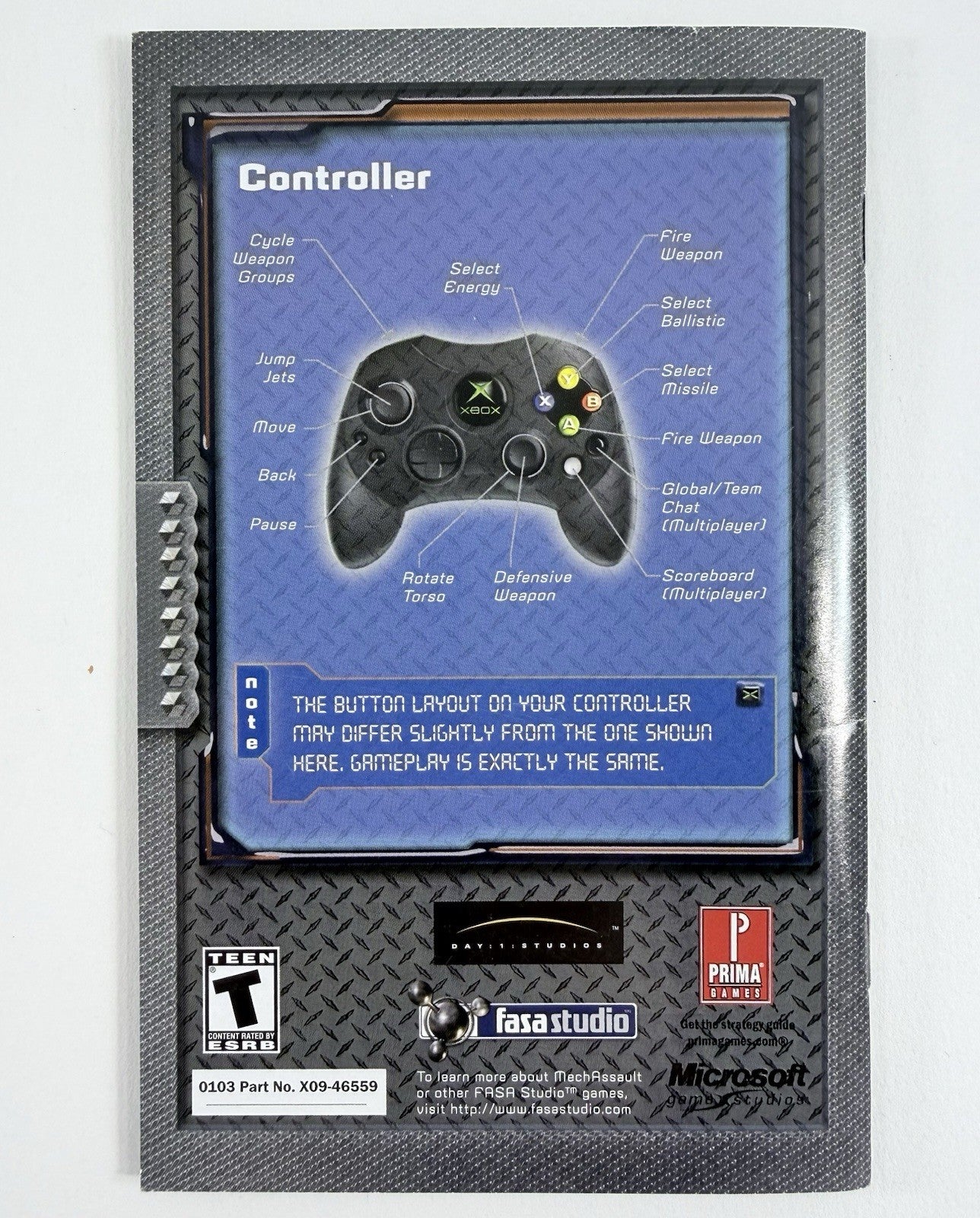 MechAssault (Microsoft Xbox, 2002) Game Case Manual Insert - Tested - Read