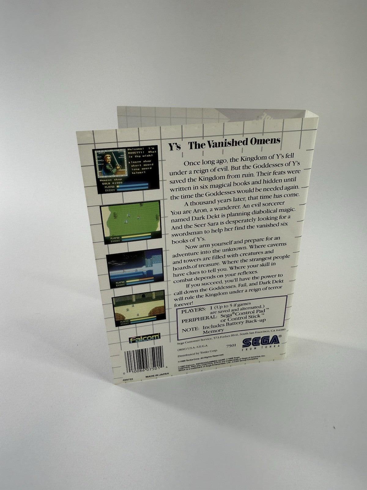 YS: The Vanished Omens (Sega Master System, 1988) Case And Manual Only - No Game