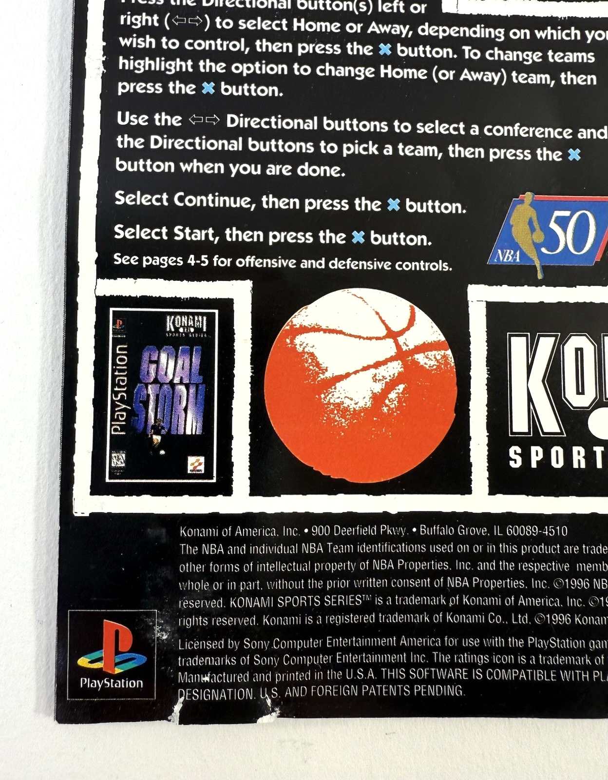 NBA: In the Zone 2 (Sony PlayStation 1, 1996) Game Case Manual Registration Card