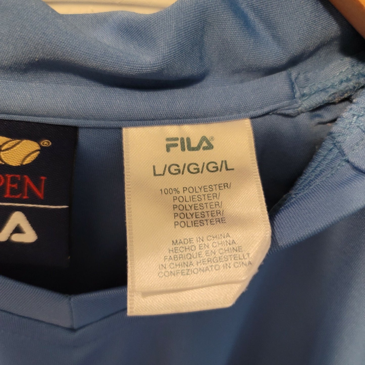 FILA US Open 2003 Polo Women's Large Blue Vintage Shirt Excellent 