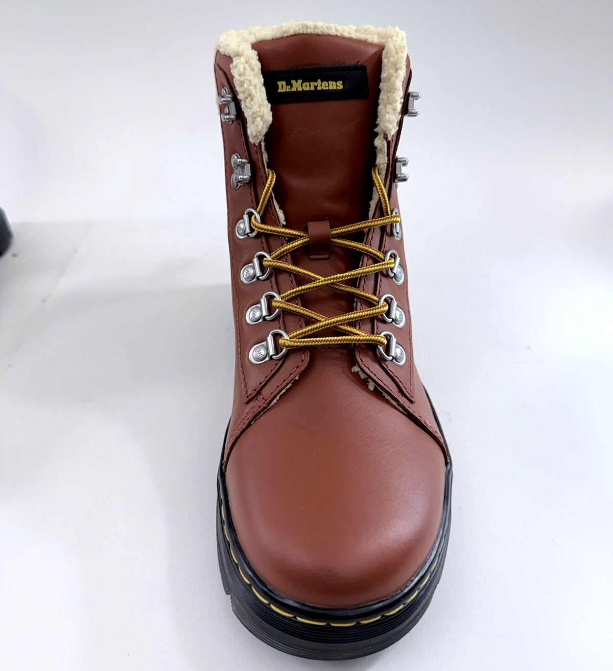 Doc Martens Combs W Leather Faux Fur-Lined Womens 9 Tan Air Wair WarmWair Boots
