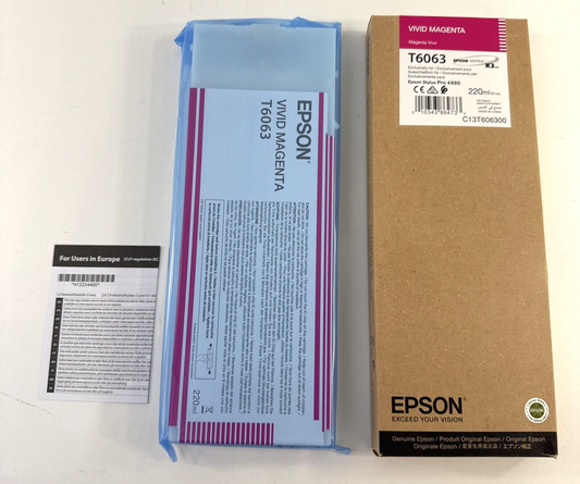 Expired 2020 Epson Vivid Magenta T6063 K3 UltraChrome Ink Cartridge - Sealed