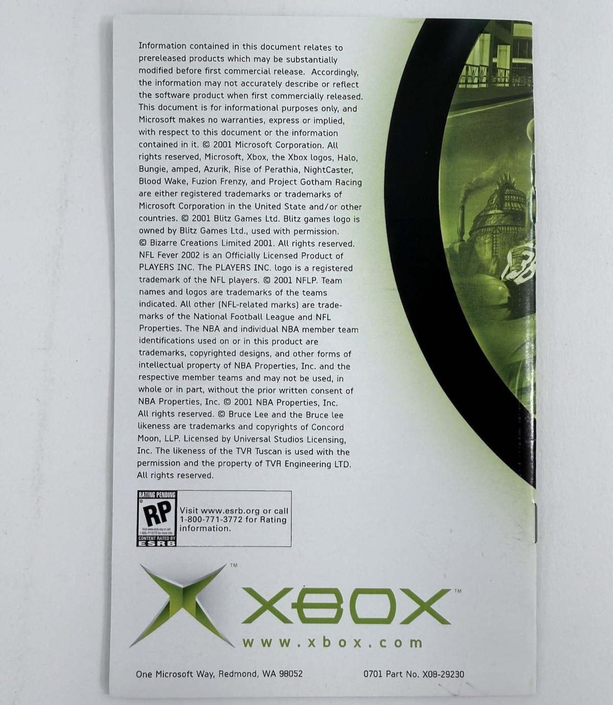 Fuzion Frenzy (Microsoft Xbox, 2001) Game Case Manual Micosoft Insert - Tested