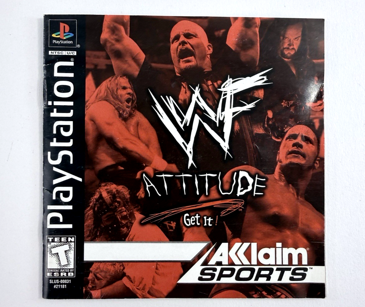 WWF Attitude (PlayStation 1, 1999) Game Case Manual - Tested and Working