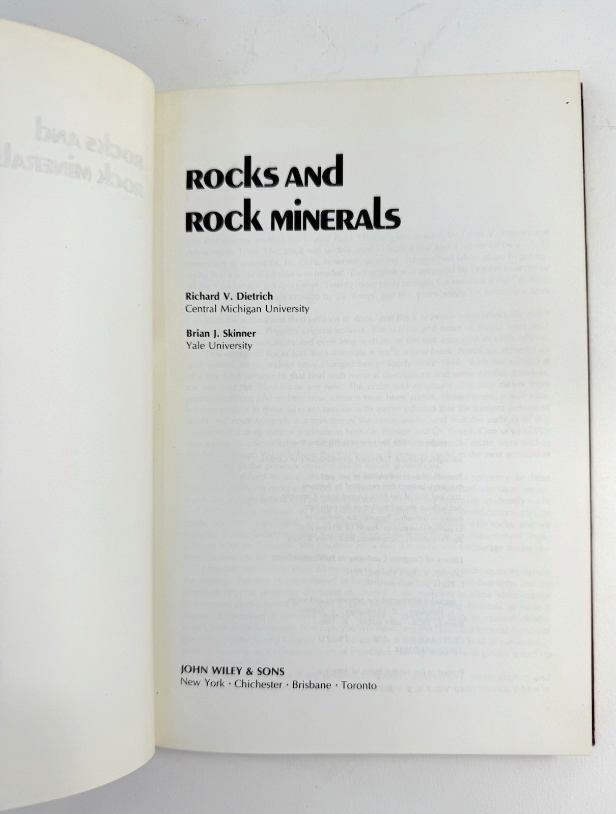 Rocks and Rock Minerals by Dietrich/Skinner  (Hardcover, 1979)