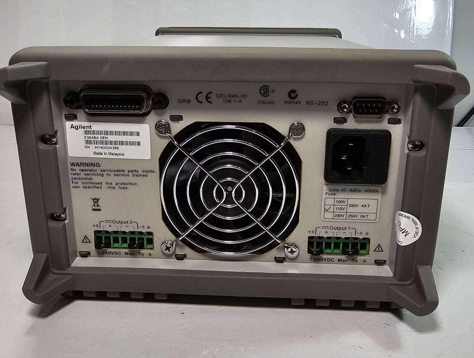 Agilent E3648A Dual Output DC Power Supply 0-8V,5A/0-20V,2.5A - Tested - 4386