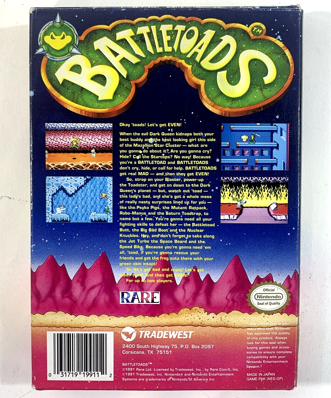 Battletoads (Nintendo Entertainment System, 1991) Game Box Manual Poster Foam