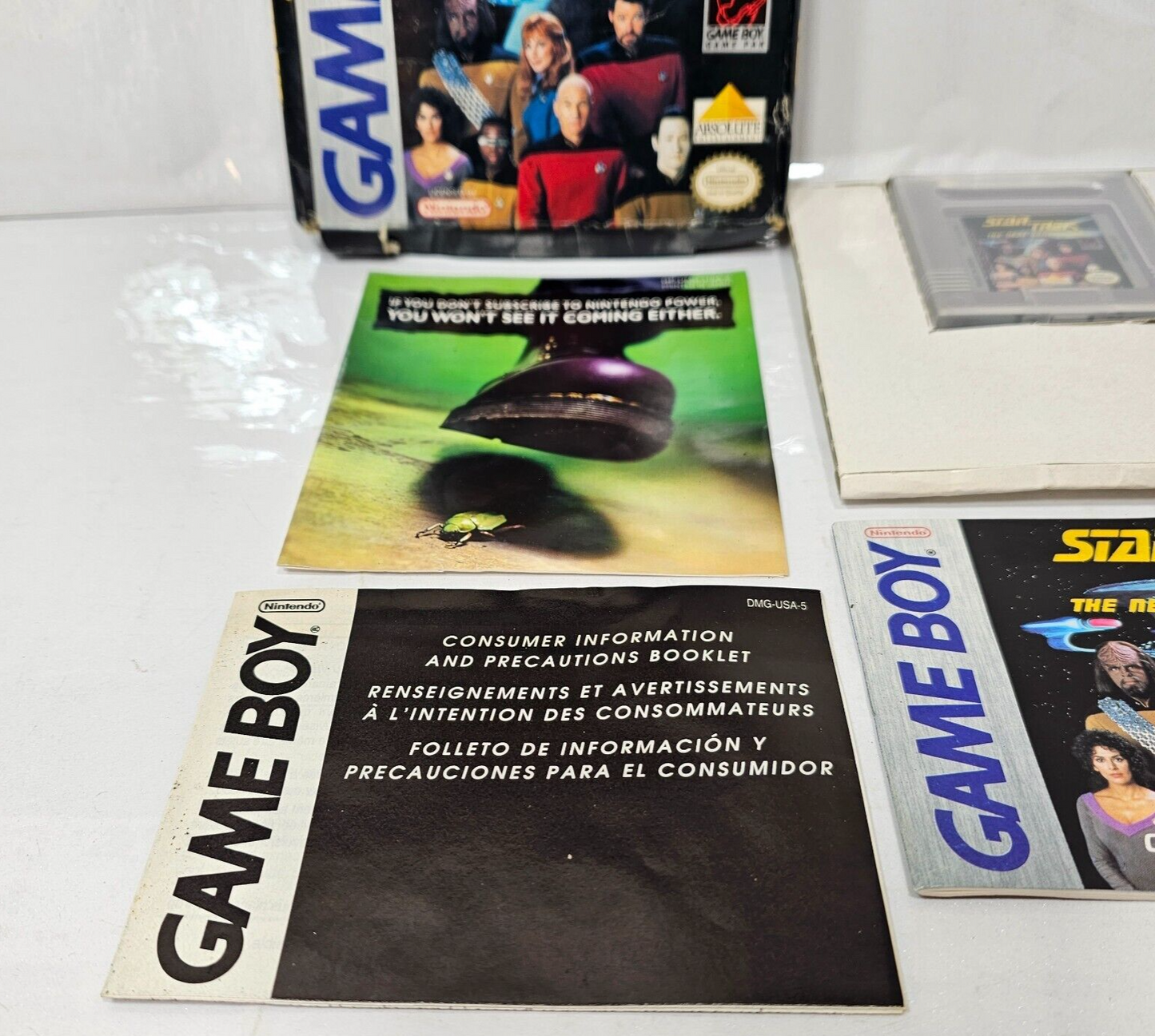 Star Trek The Next Generation (Gameboy, 1993) Game, Box, Manual, Inserts