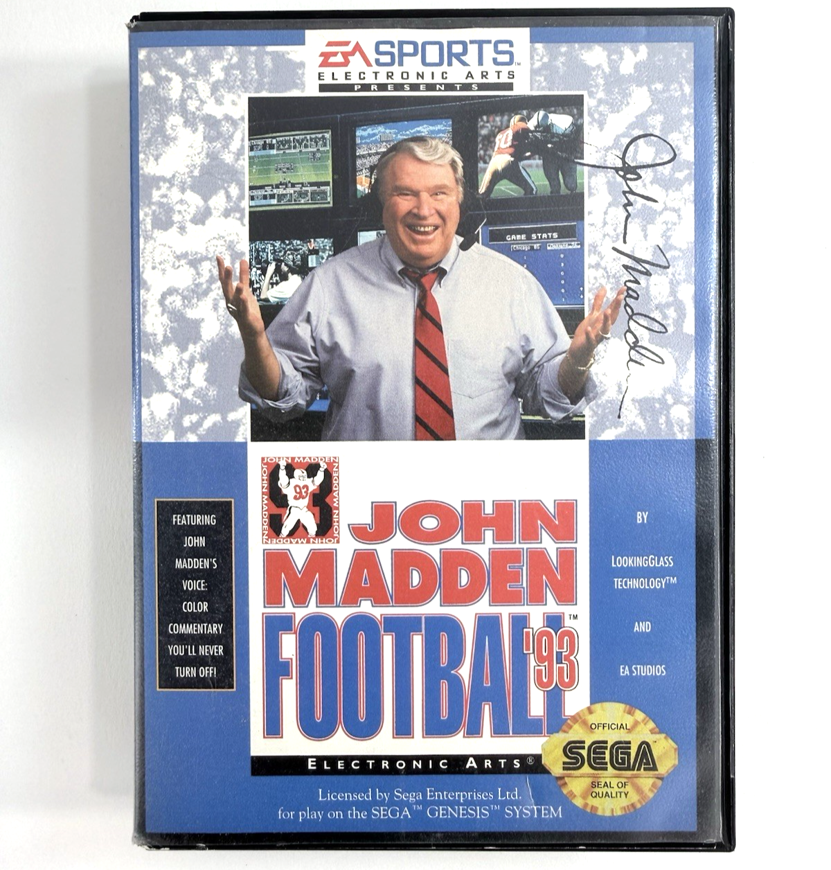 John Madden Football '93 (Sega Genesis, 1993) Game, Case, Registration, Insert