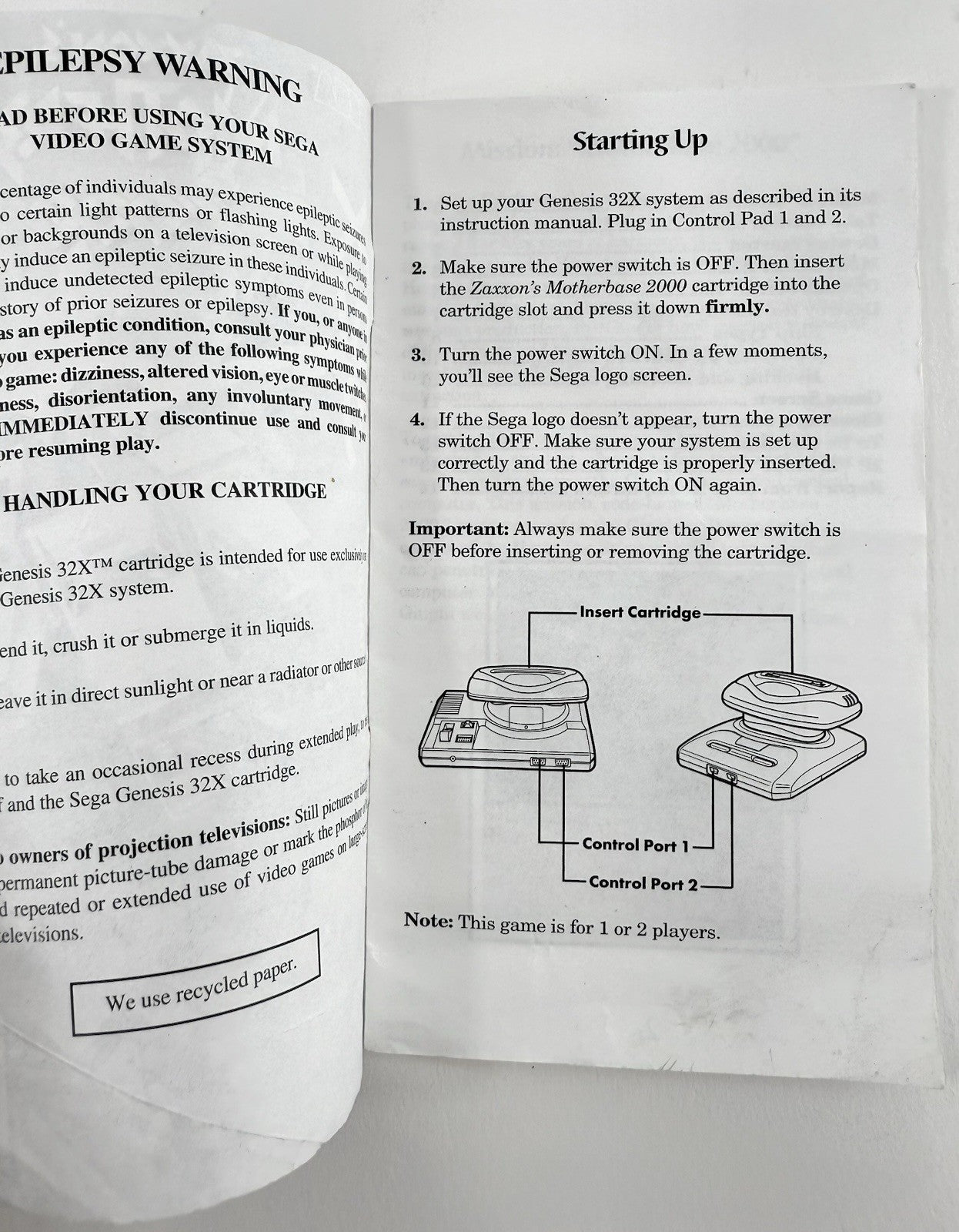 Zaxxon's Motherbase 2000 (Sega Genesis 32X, 1995) Instructional Manual 84512