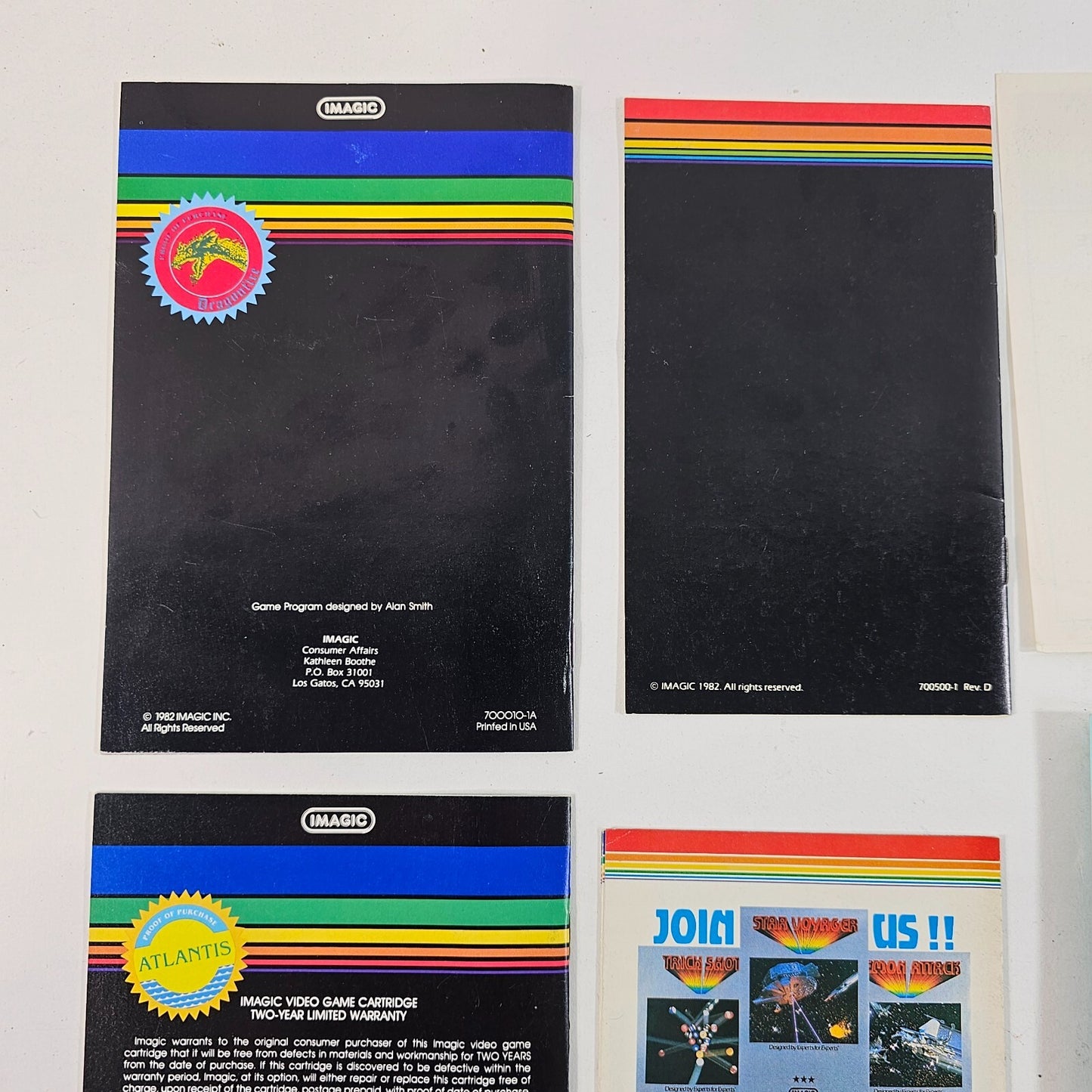Mattel Intellivision Imagic Manuals and Inserts - Dragonfire, Atlantis, and more