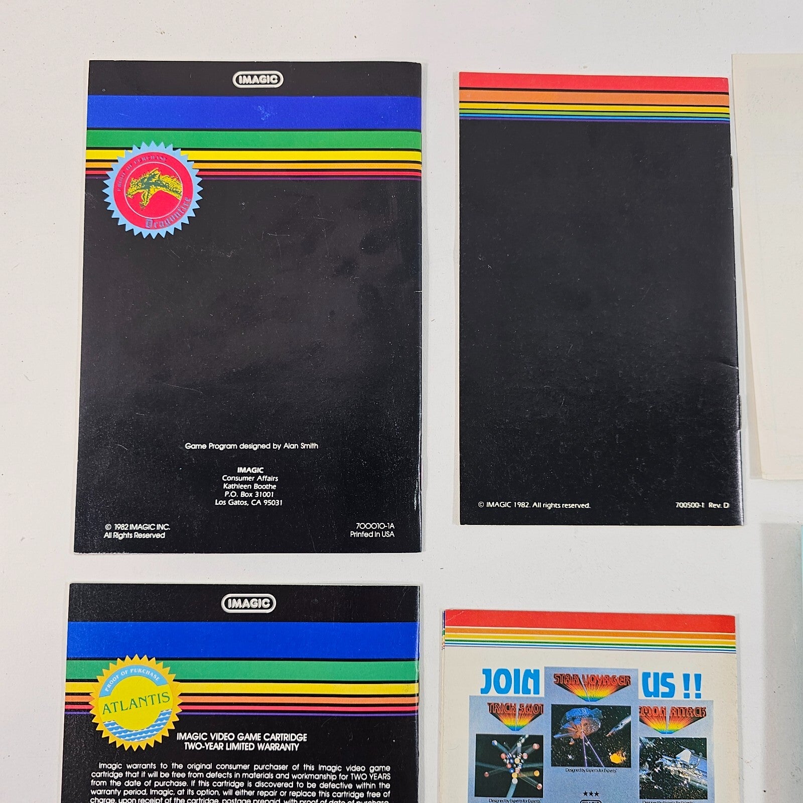 Mattel Intellivision Imagic Manuals and Inserts - Dragonfire, Atlantis, and more