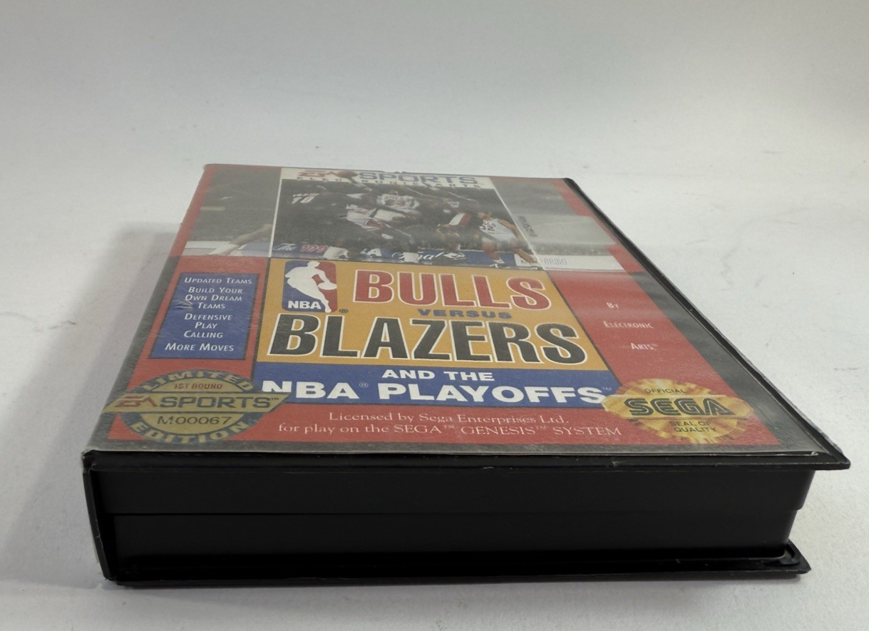Bulls vs. Blazers and the NBA Playoffs (Sega Genesis, 1993) Game, Case, Manual