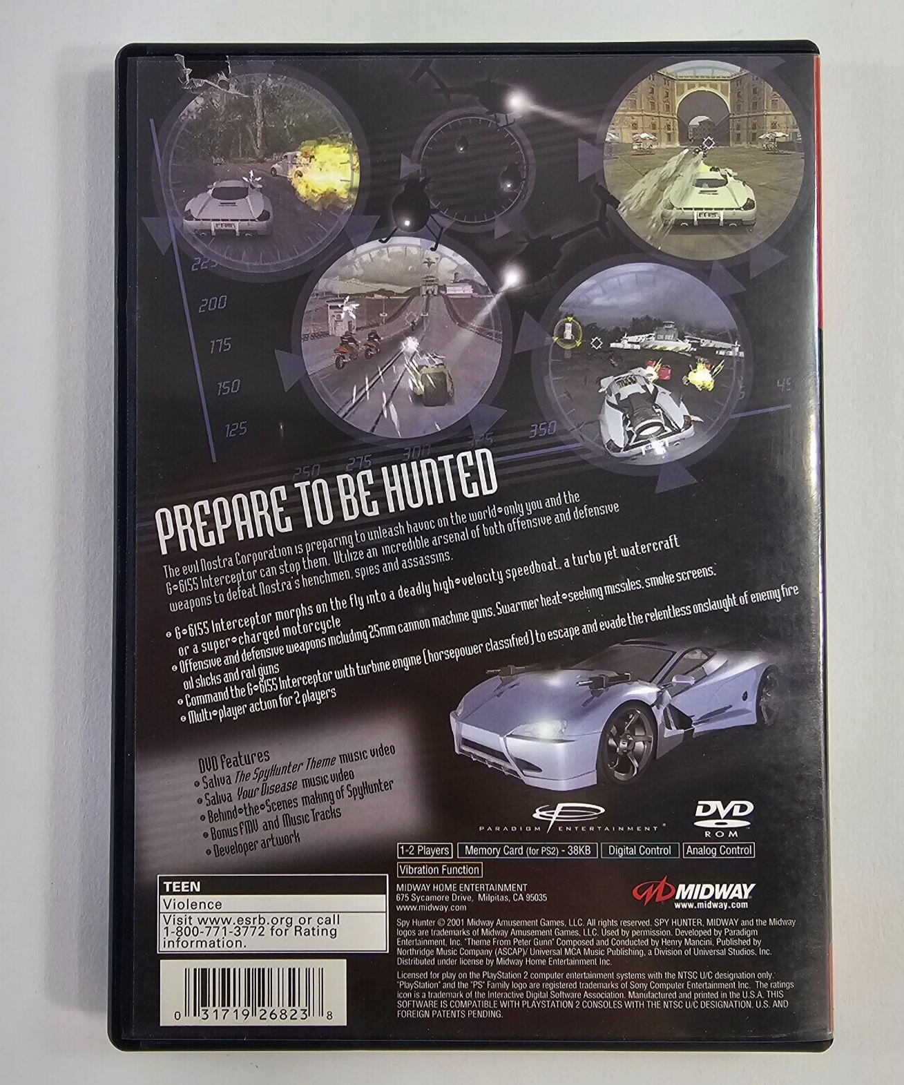 SpyHunter (PlayStation 2, 2002) Game Case Manual Registration - Tested