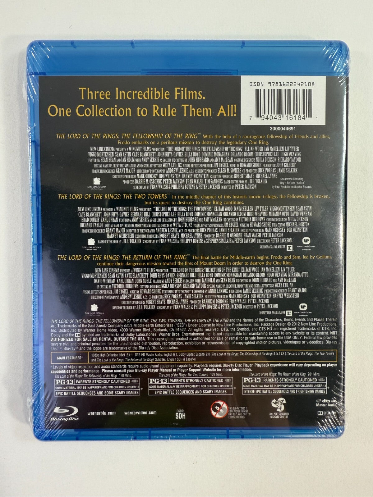 The Lord of the Rings: Theatrical 3-Film Collection (Blu-ray Disc, 2014) New