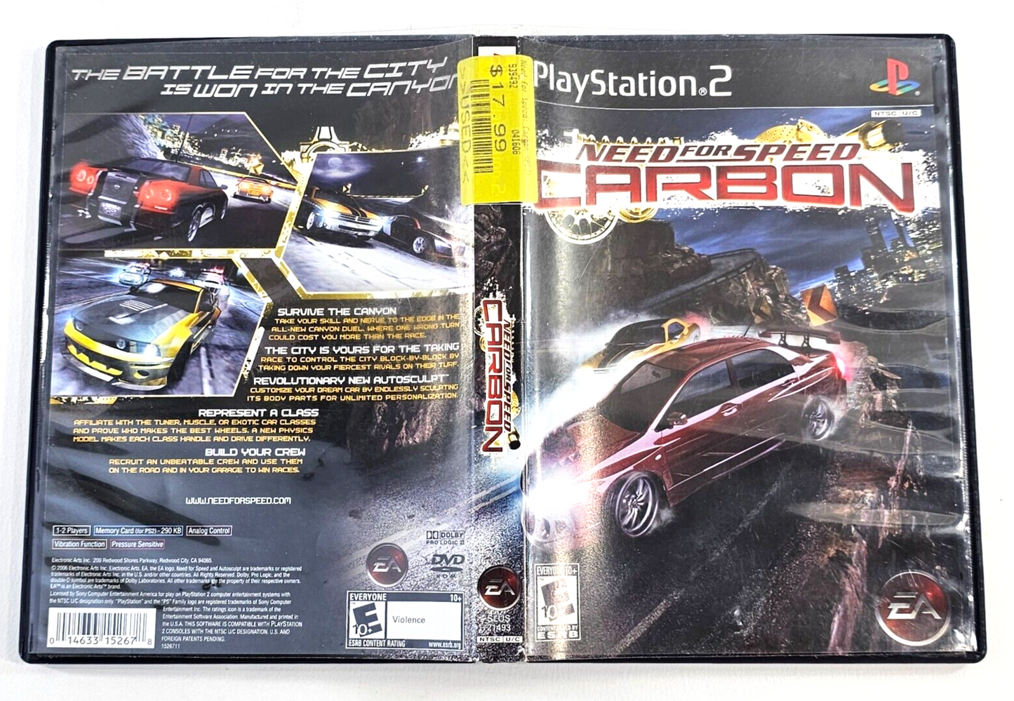 Need for Speed: Carbon (Sony PlayStation 2, 2006) Game Case Manual - Tested