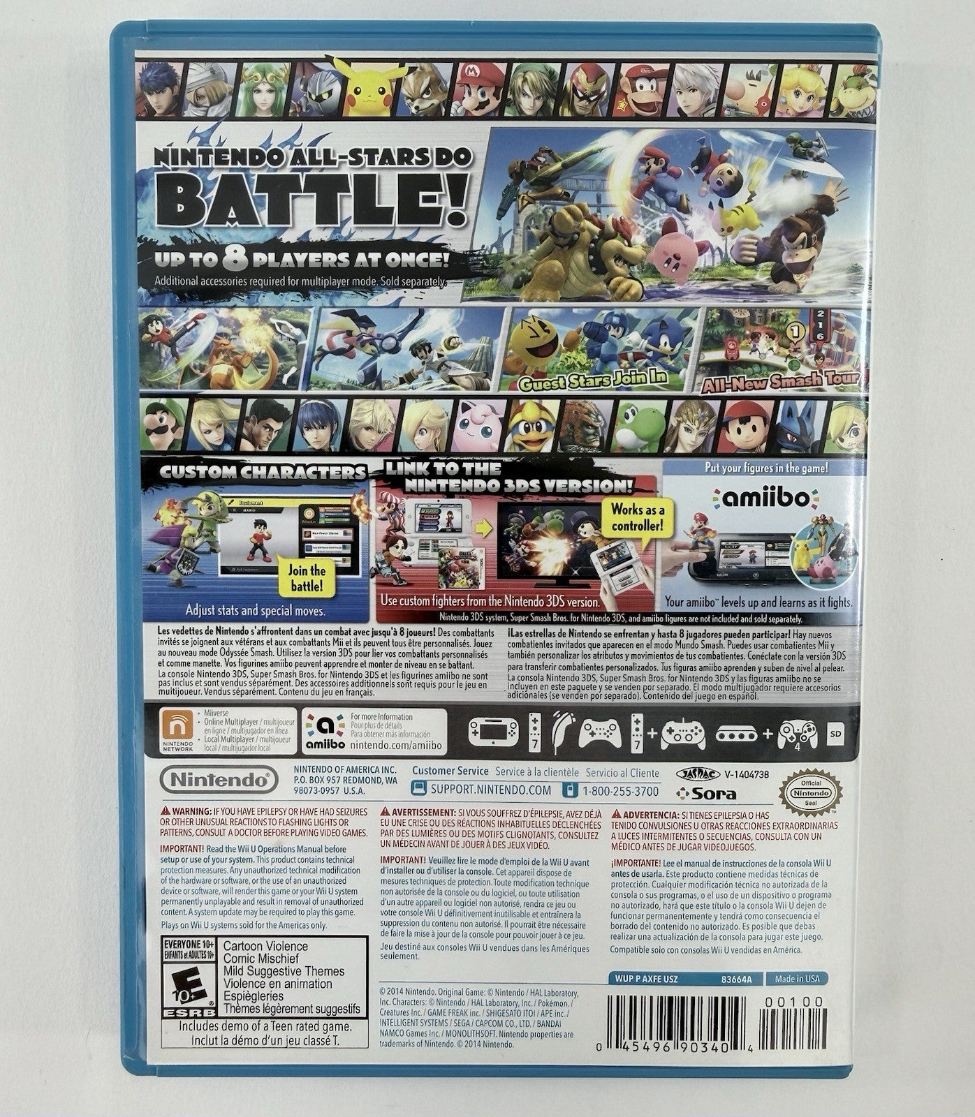Super Smash Bros. (Wii U, 2014) Game Case & Manual - Tested And Working