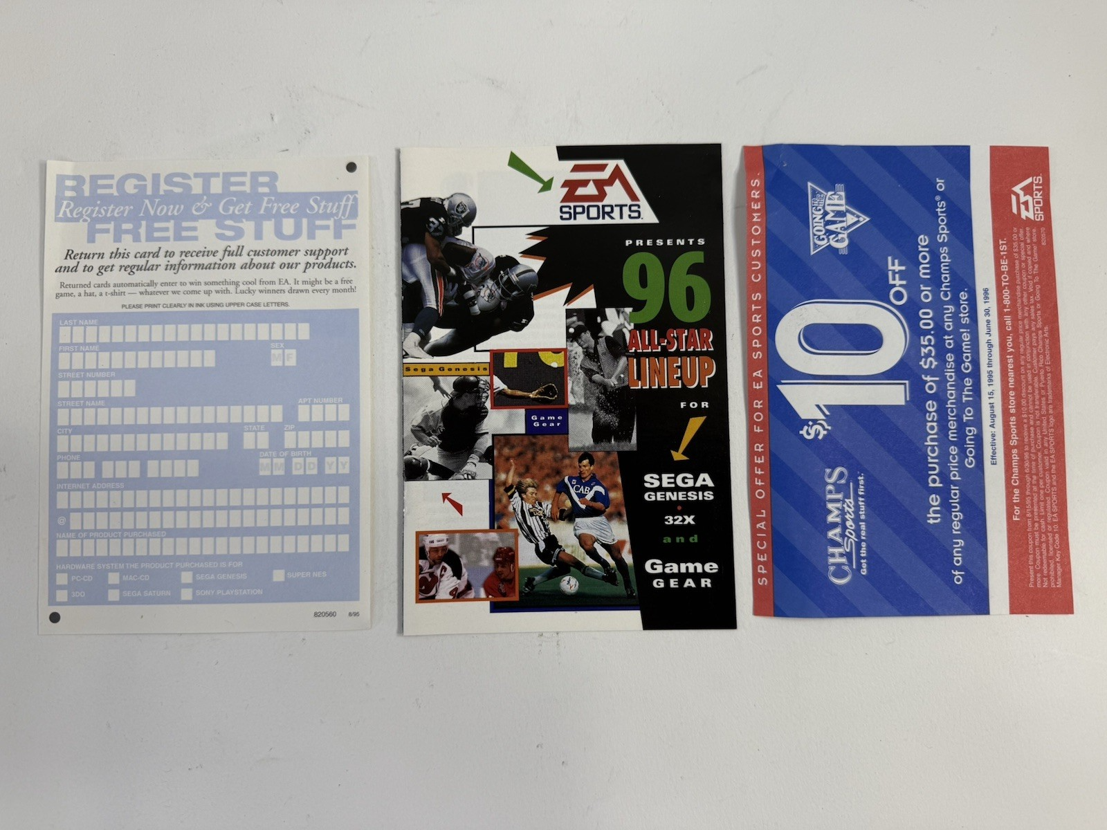 NBA Live 96 (Sega Genesis, 1995) Game Case Manual Inserts Registration - Tested