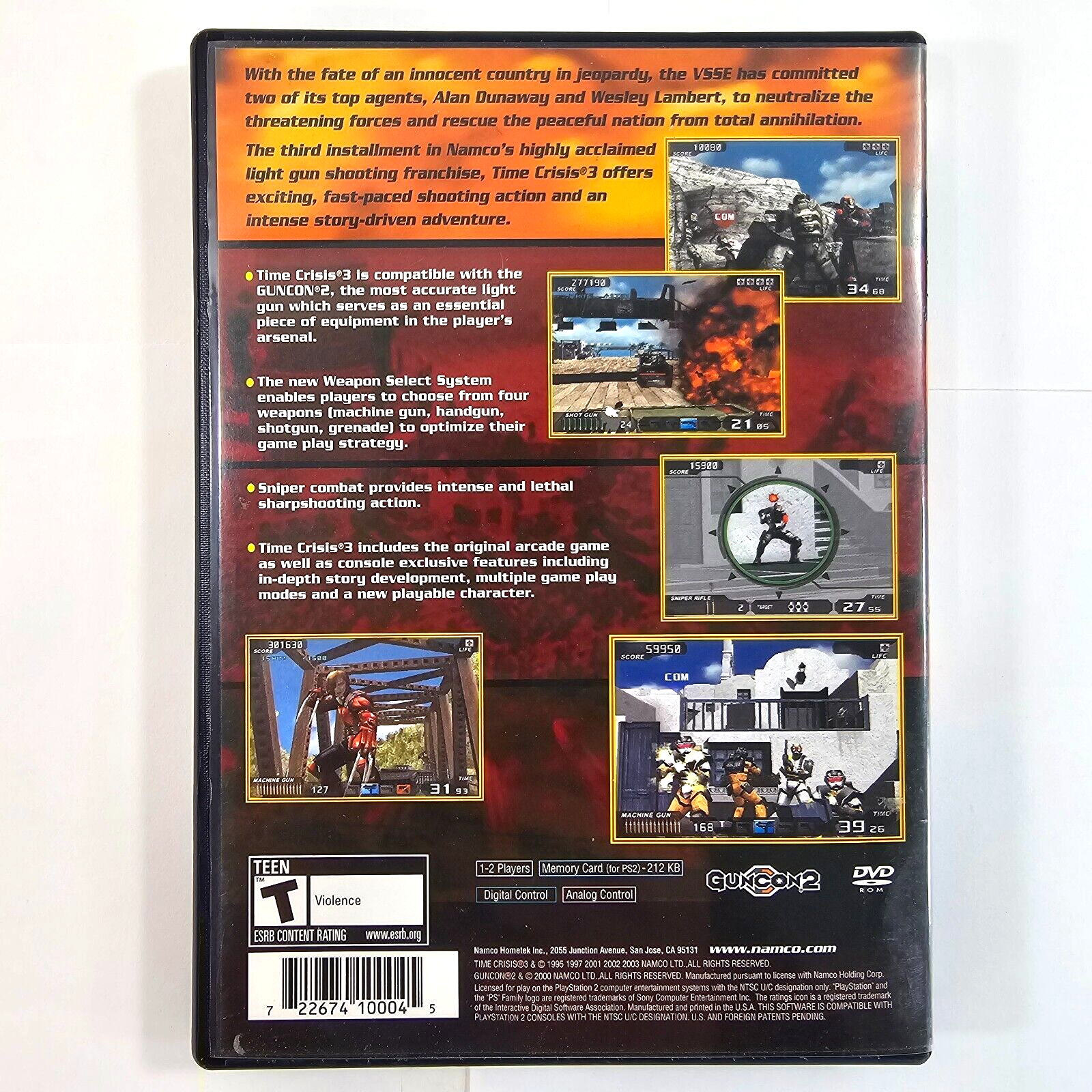 Time Crisis 3 (Sony PlayStation 2, 2003) Game Case Manual - Tested and Working