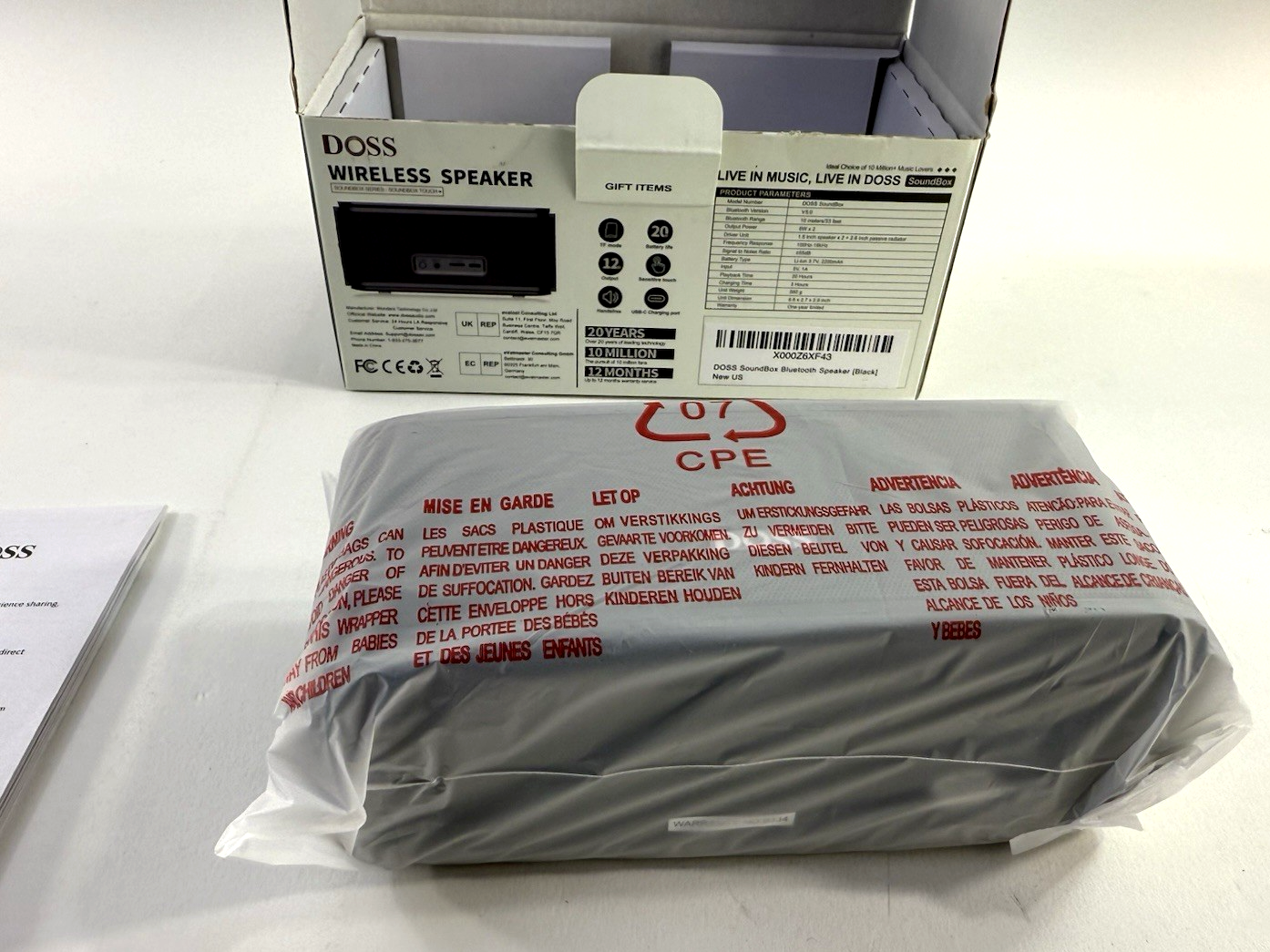 DOSS SoundBox Wireless Portable Bluetooth V5.0 Black Speaker - New, Open Box