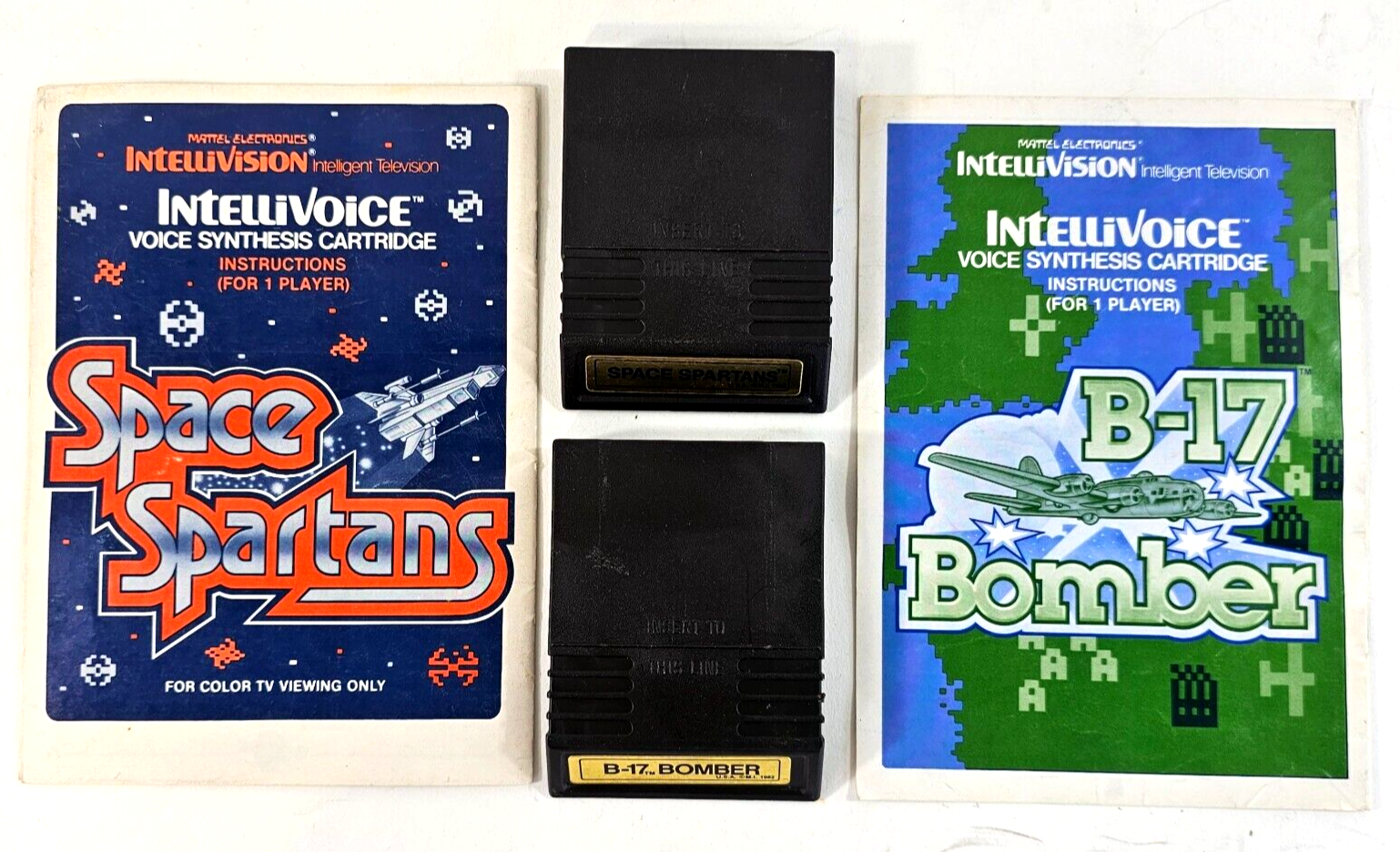 Space Spartans (Intellivision bundle) B-17 Bomber Game Cartridges and Manuals