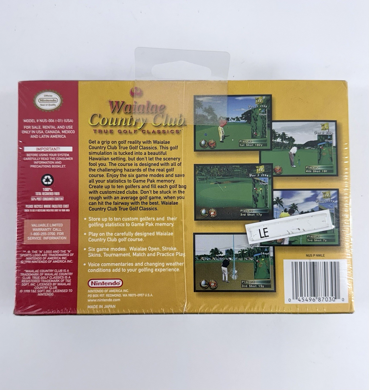 True Golf Classics: Waialae Country Club (Nintendo 64, 1998) Sealed - Some Wear
