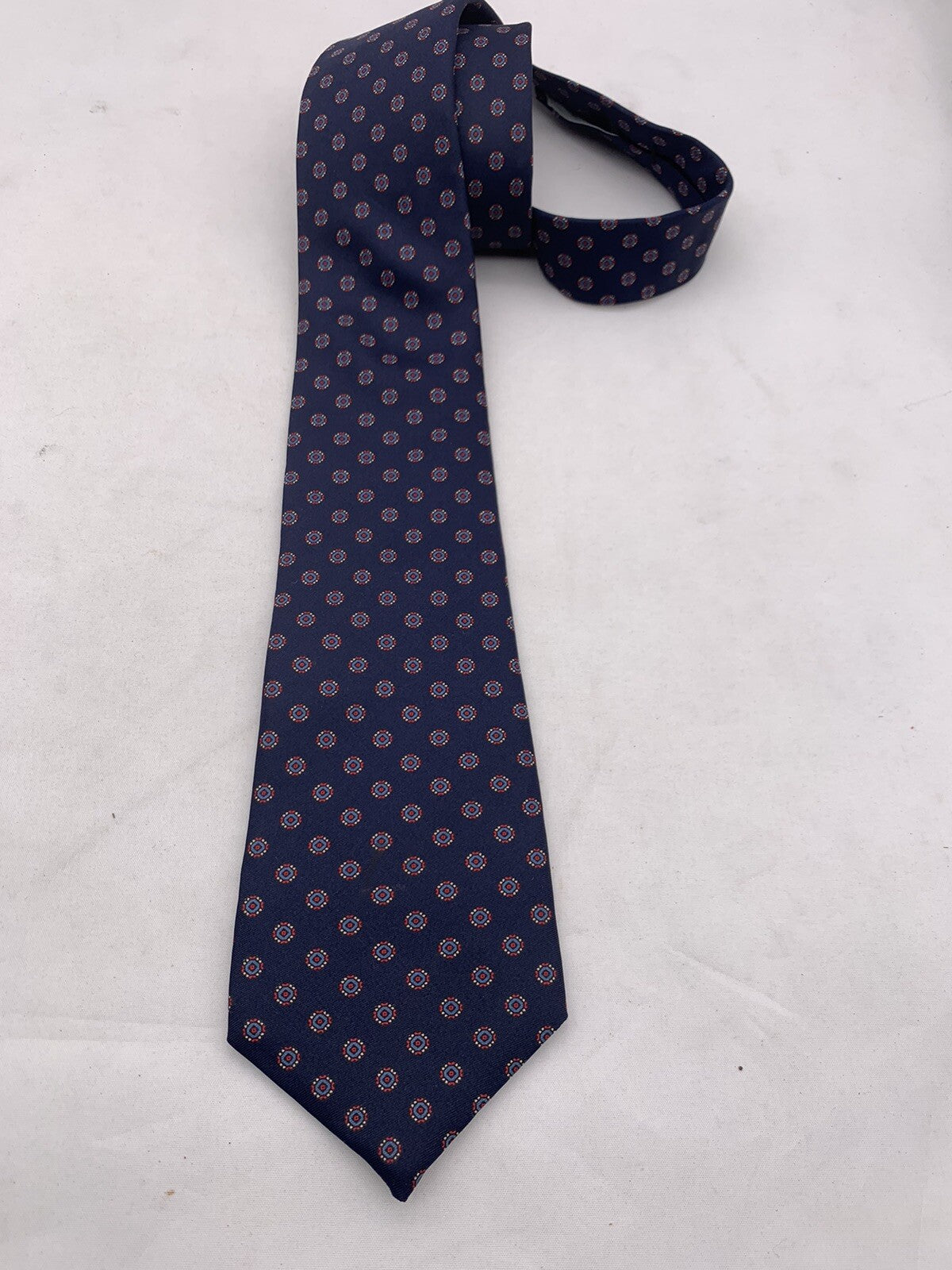 Gloria Vanderbilt for Castle Blue and Red Geometric 62" Tie