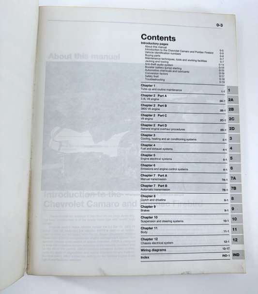 Haynes Automotive Repair Manual 24017 Chevrolet Camaro Pontiac Firebird 1993-97