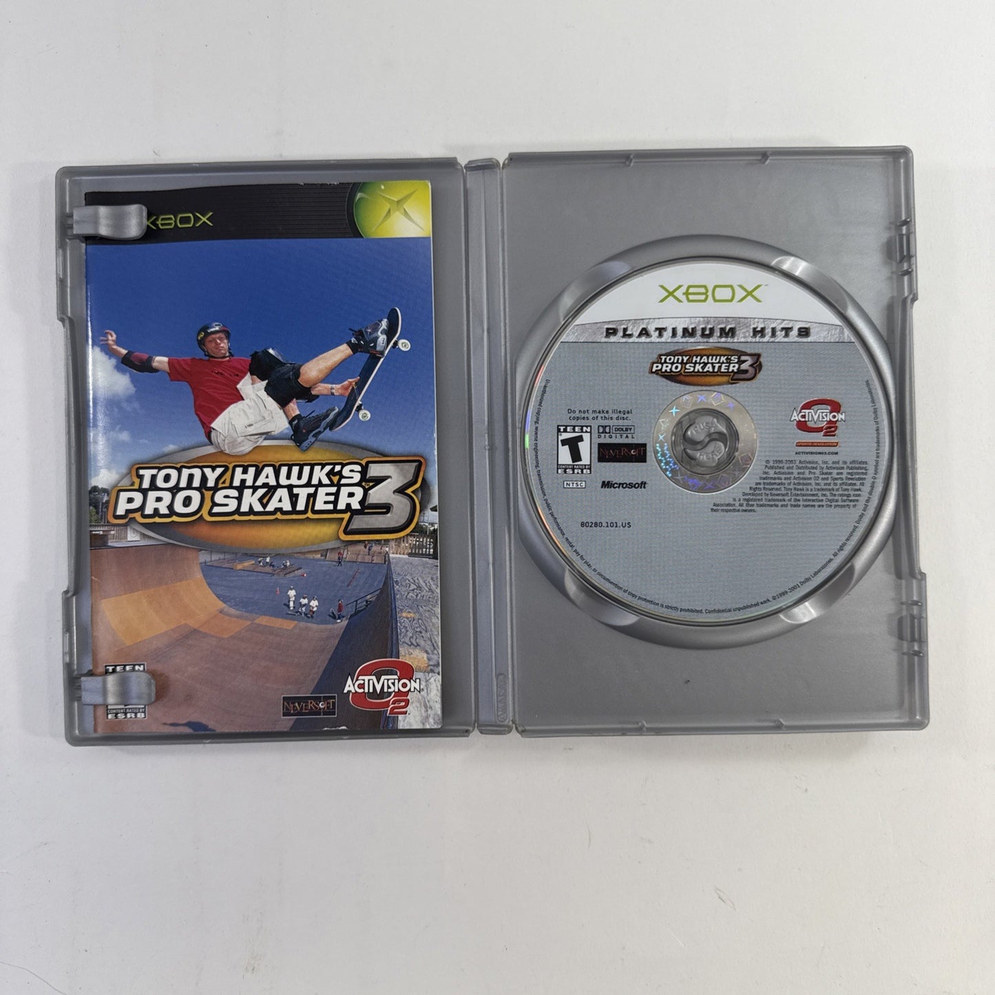 Tony Hawk's Pro Skater 3 (Microsoft Xbox, 2003) Game Case Manual Registration
