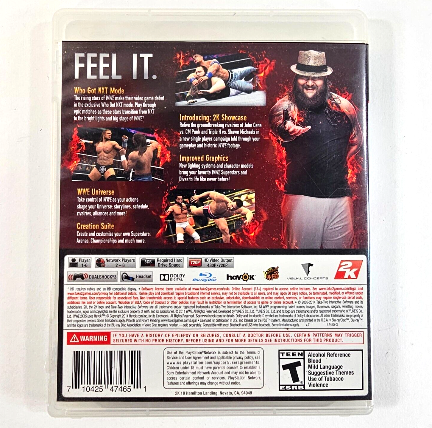 WWE 2K15 (Sony PlayStation 3, 2014) Game Case Manual Inserts CIB