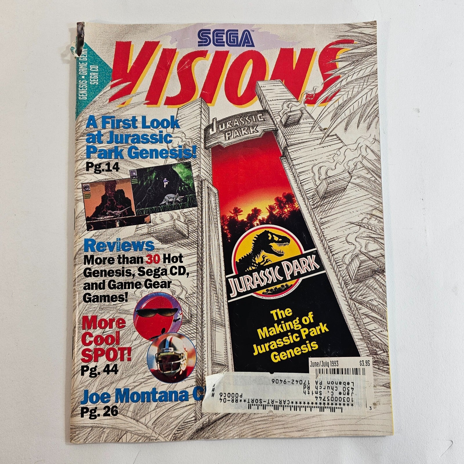 Sega Visions Magazine June / July 1993 Jurassic Park Cover