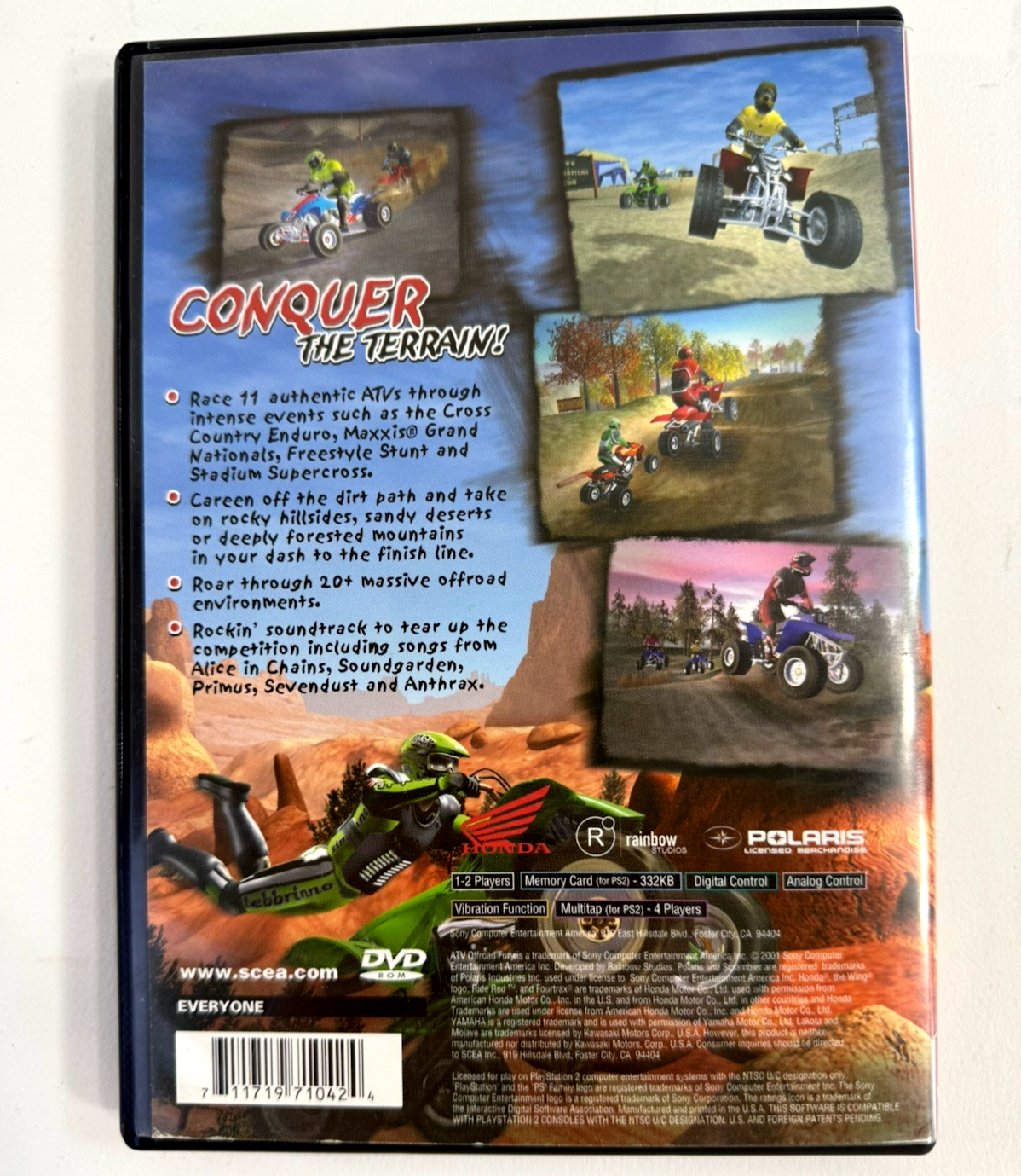 ATV Offroad Fury (Sony PlayStation 2, 2001) Game and Case - Tested and Working