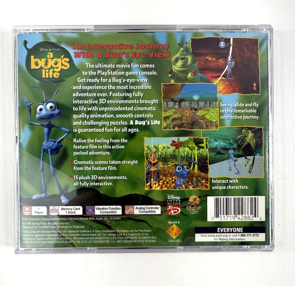 A Bug's Life (Sony PlayStation, 1998) Game Case Manual - Tested