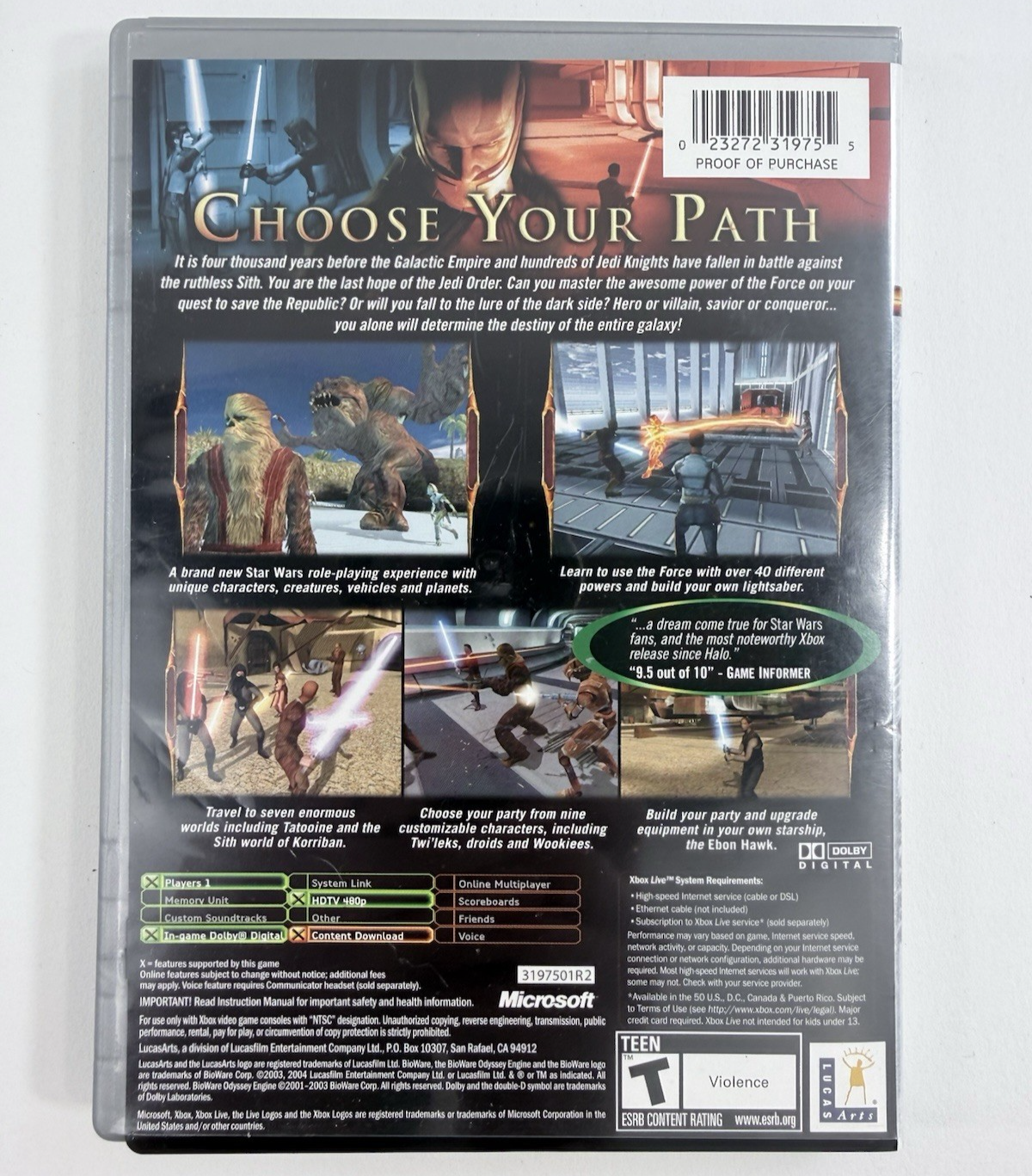 Star Wars Knights of the Old Republic (Xbox, 2004) Game, Case & Manual - Tested